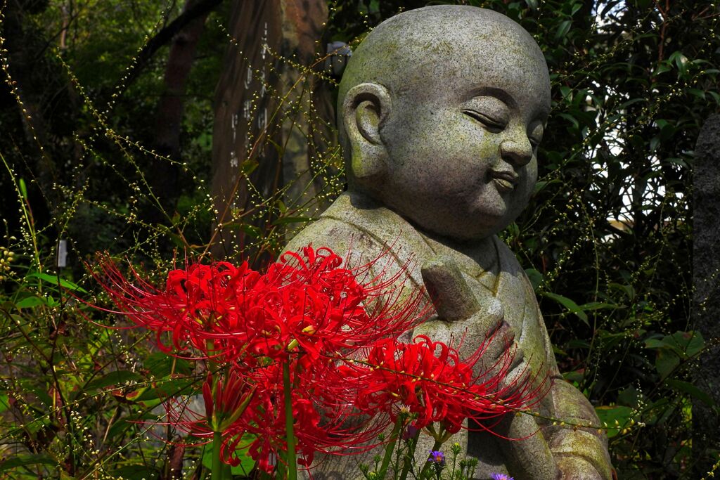 にこにこ地蔵と彼岸花