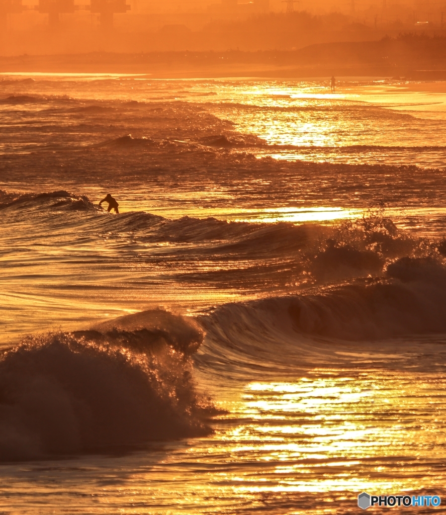 Sunset surfing