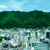 緑濃い山