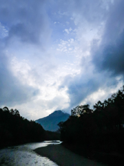 上高地　夕方の雲