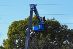 K川上空・カニ高所作業車