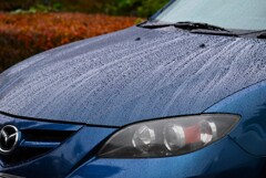 雨の中の愛車（19年目のアクセラ）