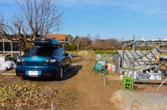 菜園風景・道具小屋と愛車 