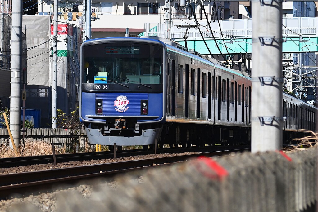 冬枯れ沿線・西武線ライオンズ電車（20000系）