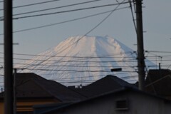 用水路沿道・今日の真っ白な富士山