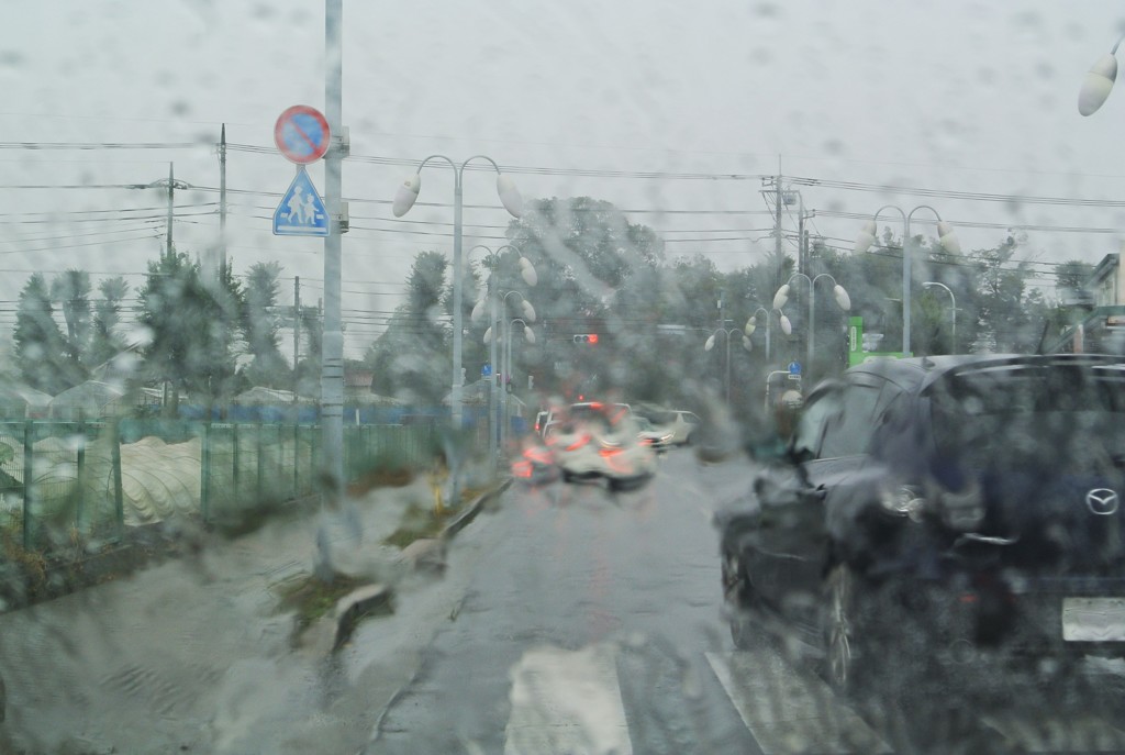 ドシャ降りの中・・