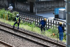 西武鉄道線路内の草刈り