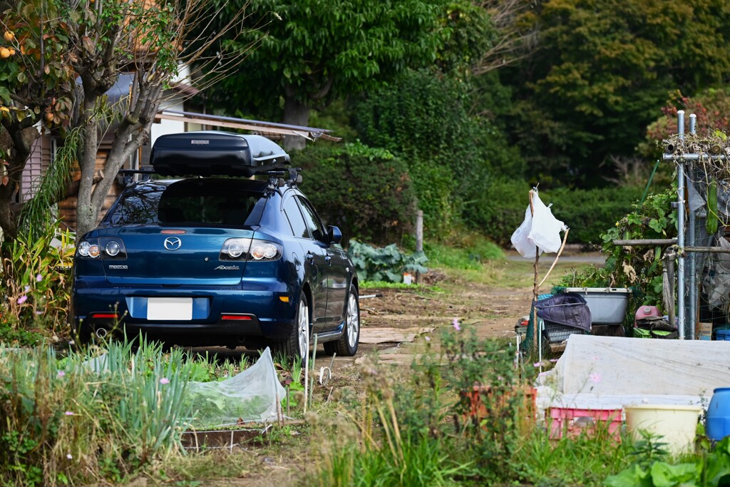 菜園・道具小屋周辺と愛車