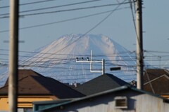 用水路・少し雪が解けた富士山