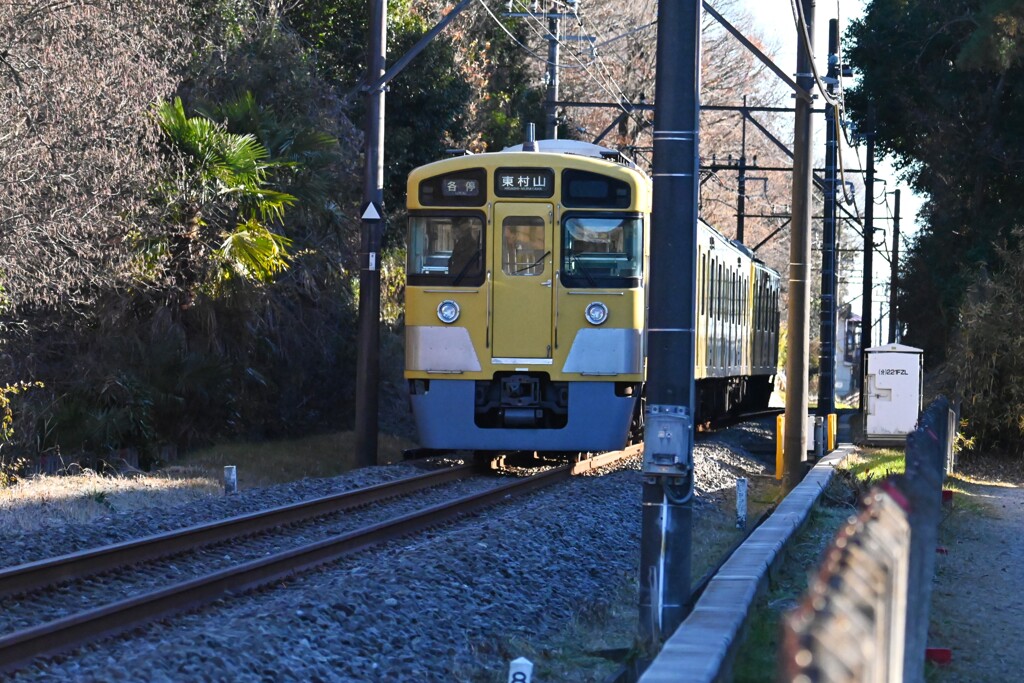 新春沿線・H山のふもと行く西武鉄道