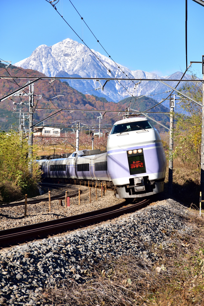 甲斐駒ヶ岳を背景に