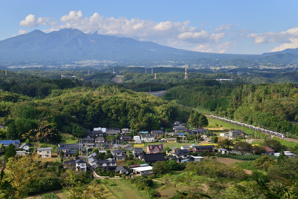 八ヶ岳を背景に