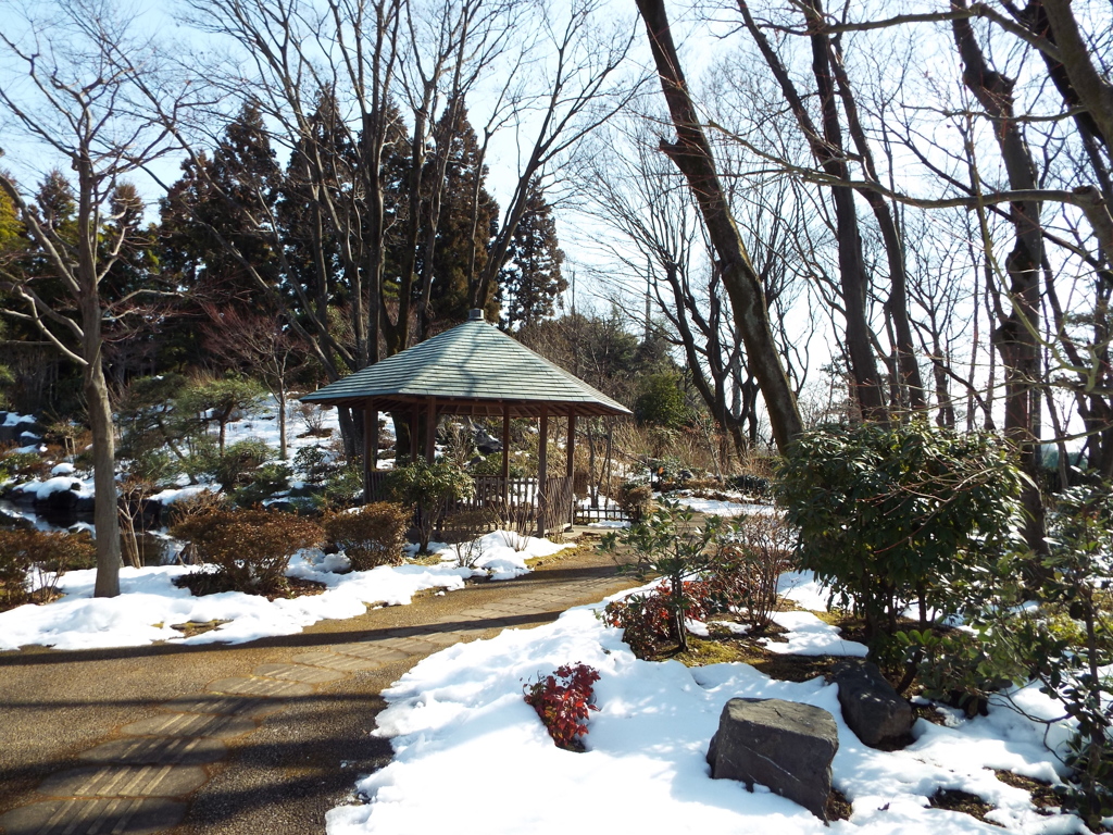 残雪の日本庭園4