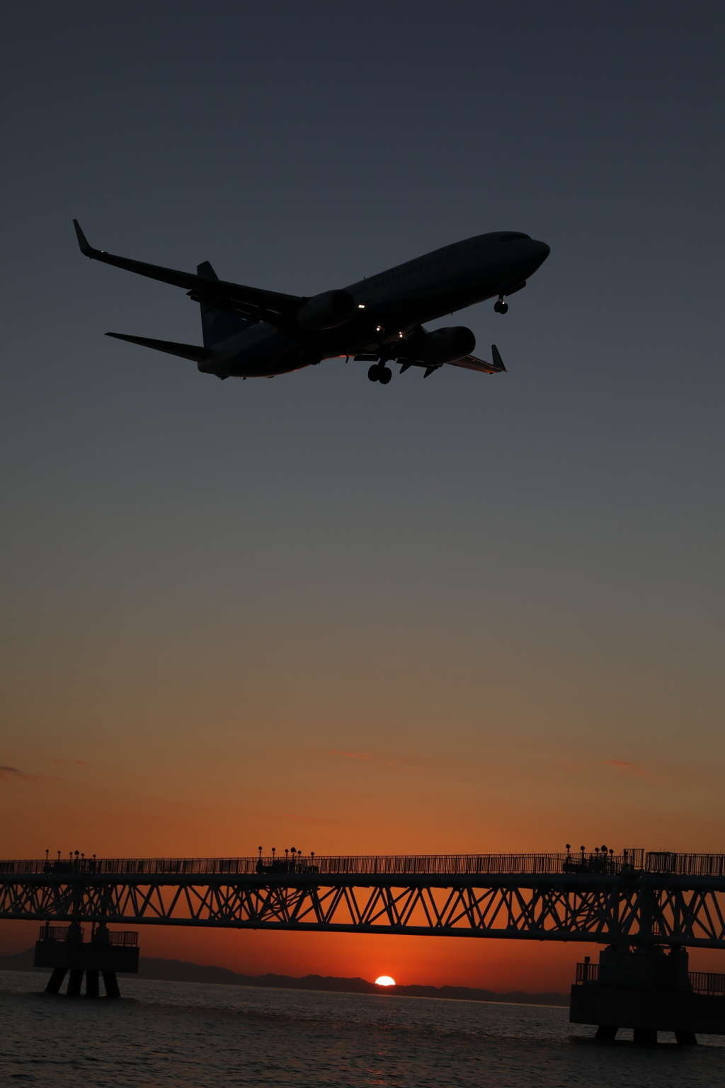 夕焼けの飛行機