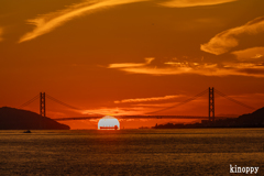 明石海峡大橋 ダルマ夕日3