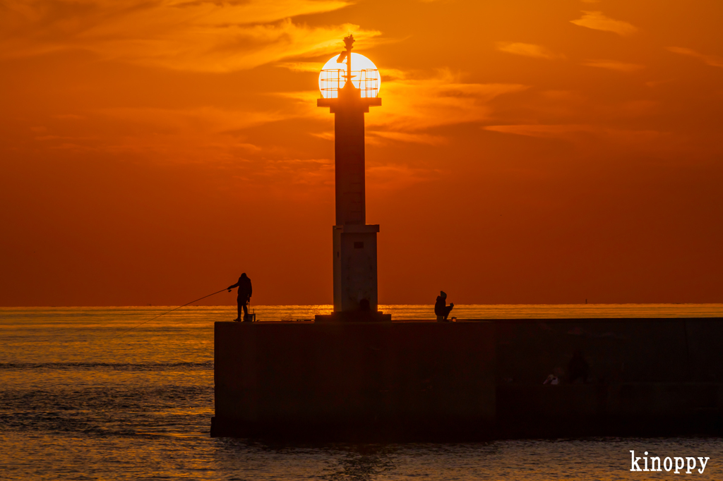 明石林崎漁港 夕景