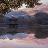 奈良 浮見堂 朝景色