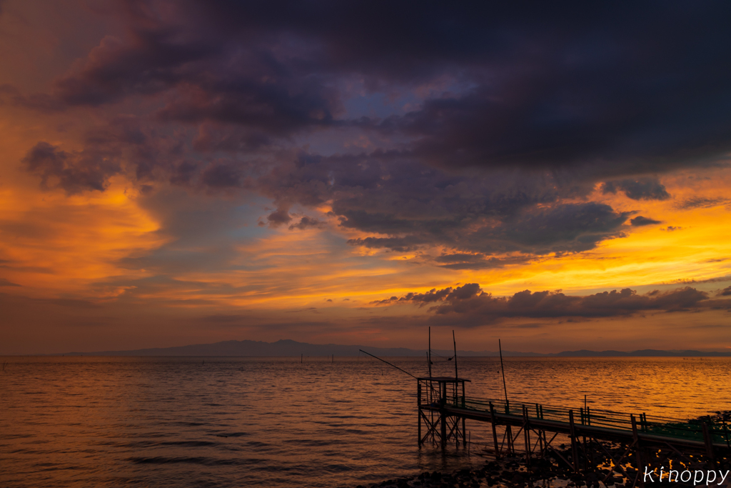 くもで網櫓と有明海夕景 2