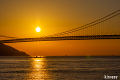 明石海峡大橋 ダルマ夕日