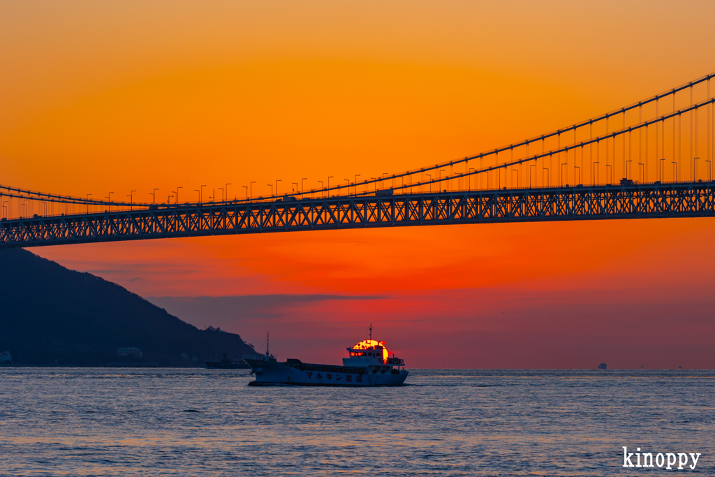 明石海峡大橋 ダルマ夕日 4