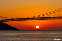 明石海峡大橋 ダルマ夕日 2