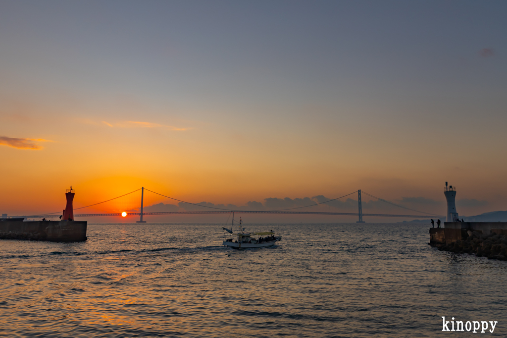 明石港 日の出