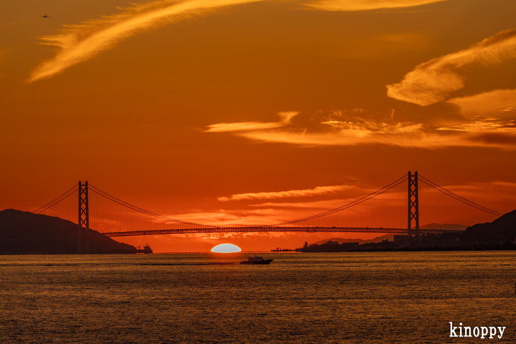 明石海峡大橋 ダルマ夕日4