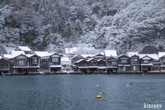 伊根の舟屋 雪景色