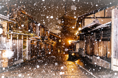 雪降る京都