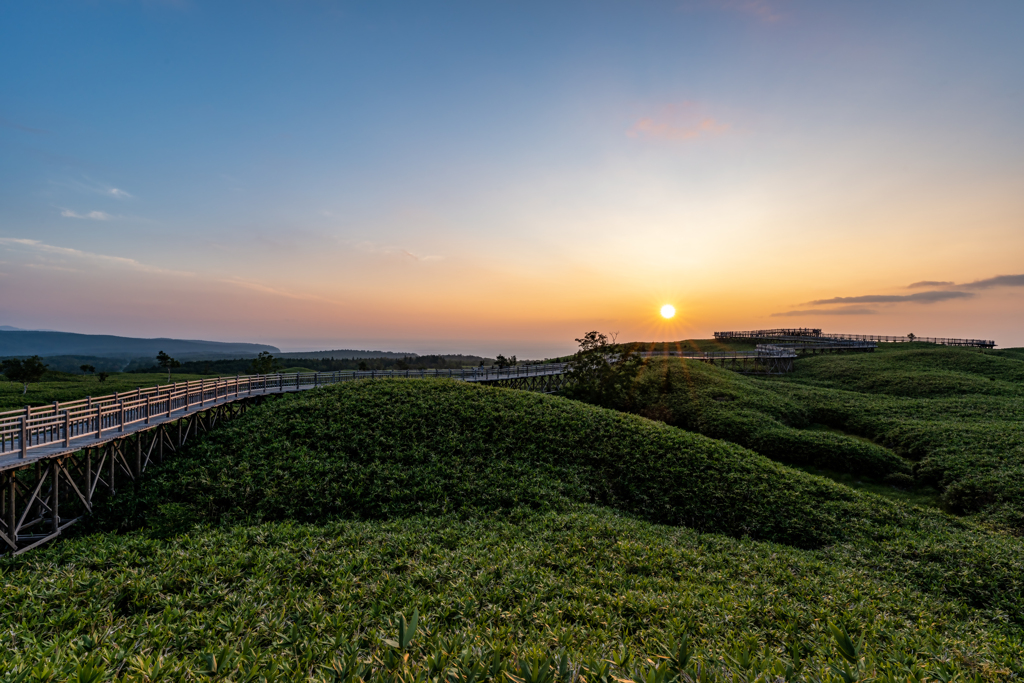 知床木道の夕日