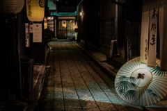 白い和傘のある景色3