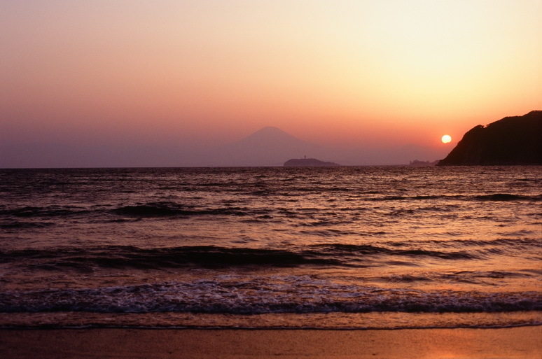 富士山と夕陽