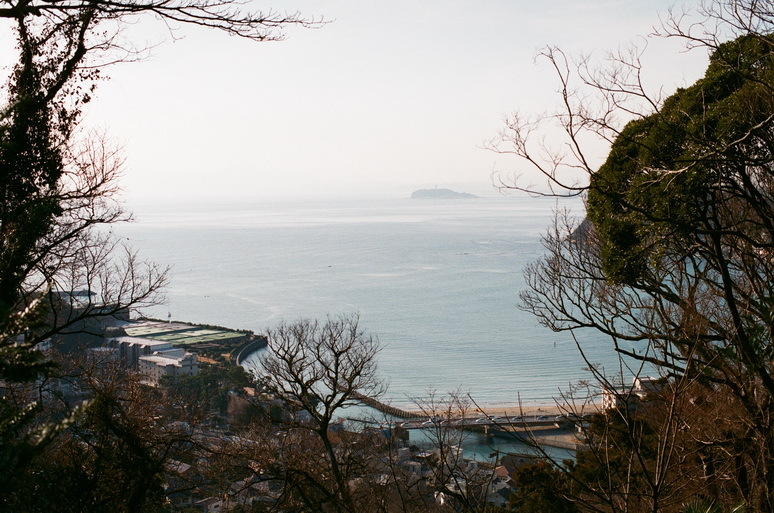 山頂から相模湾を望む