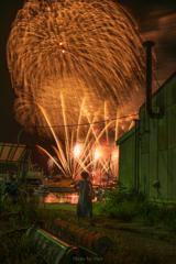港町の小さな花火大会