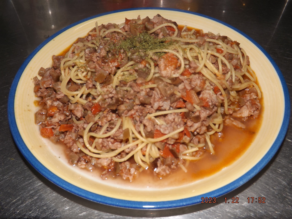 2023/01/22（日）・なすと豚肉ラグーパスタ