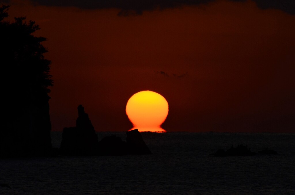 初めてのだるま夕日