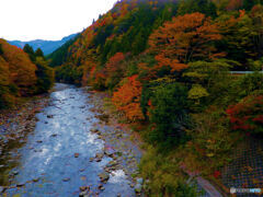 渓流と紅葉