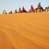 風紋と駱駝～サハラ砂漠 Erg Chebbi