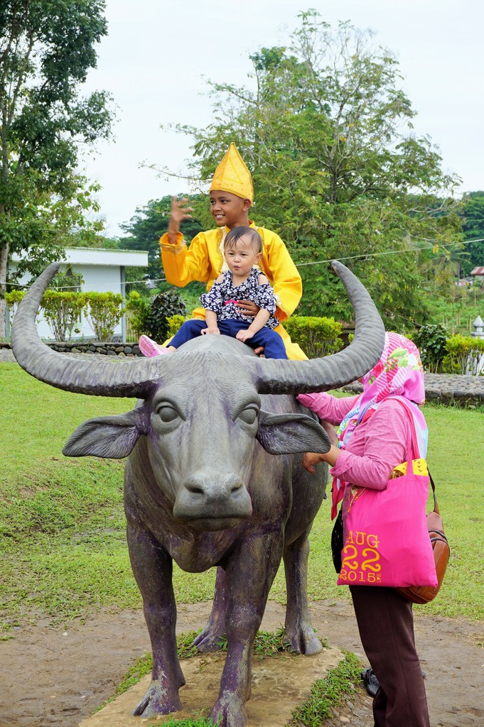 民俗のシンボル水牛の背にて～インドネシア With Water buffalo