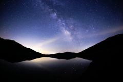 野反湖、天の川の水鏡が撮れない。