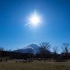 早朝、朝霧高原から望む富士山