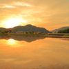 夕日に染まる田園