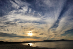 夕日を眺めて！