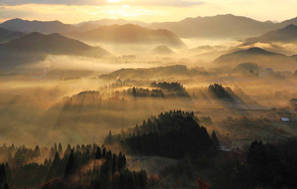 陽光注ぐ山地