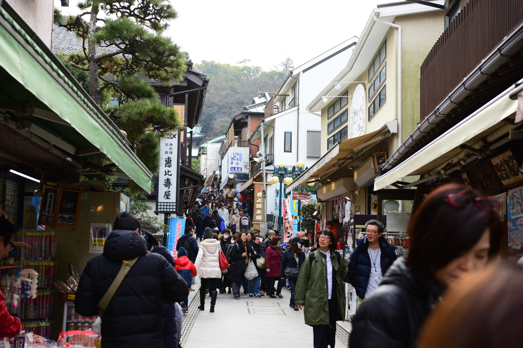 江の島神社への道