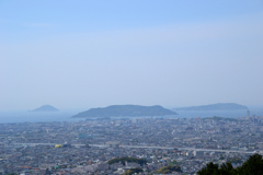 油山から玄界島，能古島，志賀島を望む