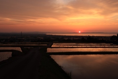 棚田からみる夕焼け４