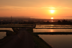 棚田からみる夕焼け３