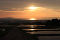 棚田からみる夕焼け