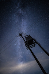 天の川と電柱